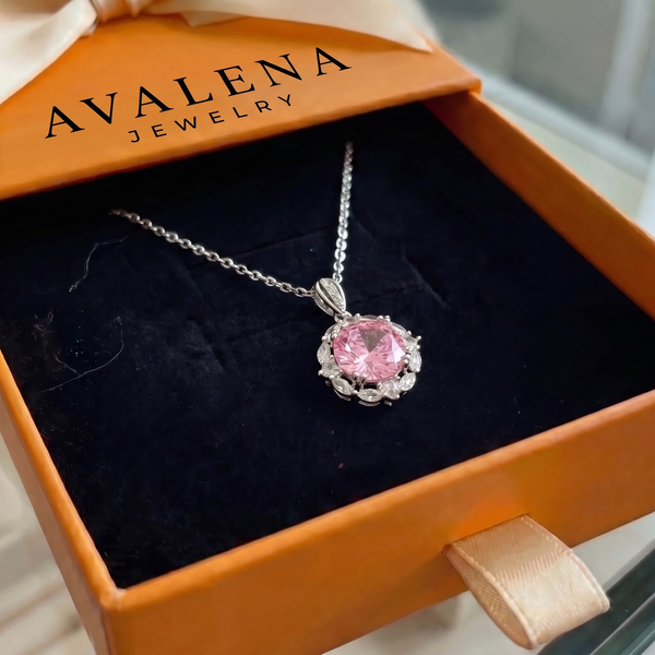 Rose Lotus Halo Necklace | White Gold