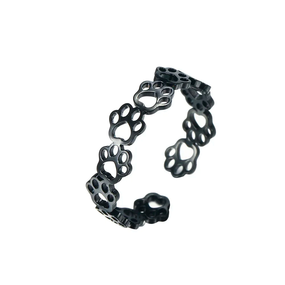 Adjustable Paw Print Ring ,  Made of Stainless Steel