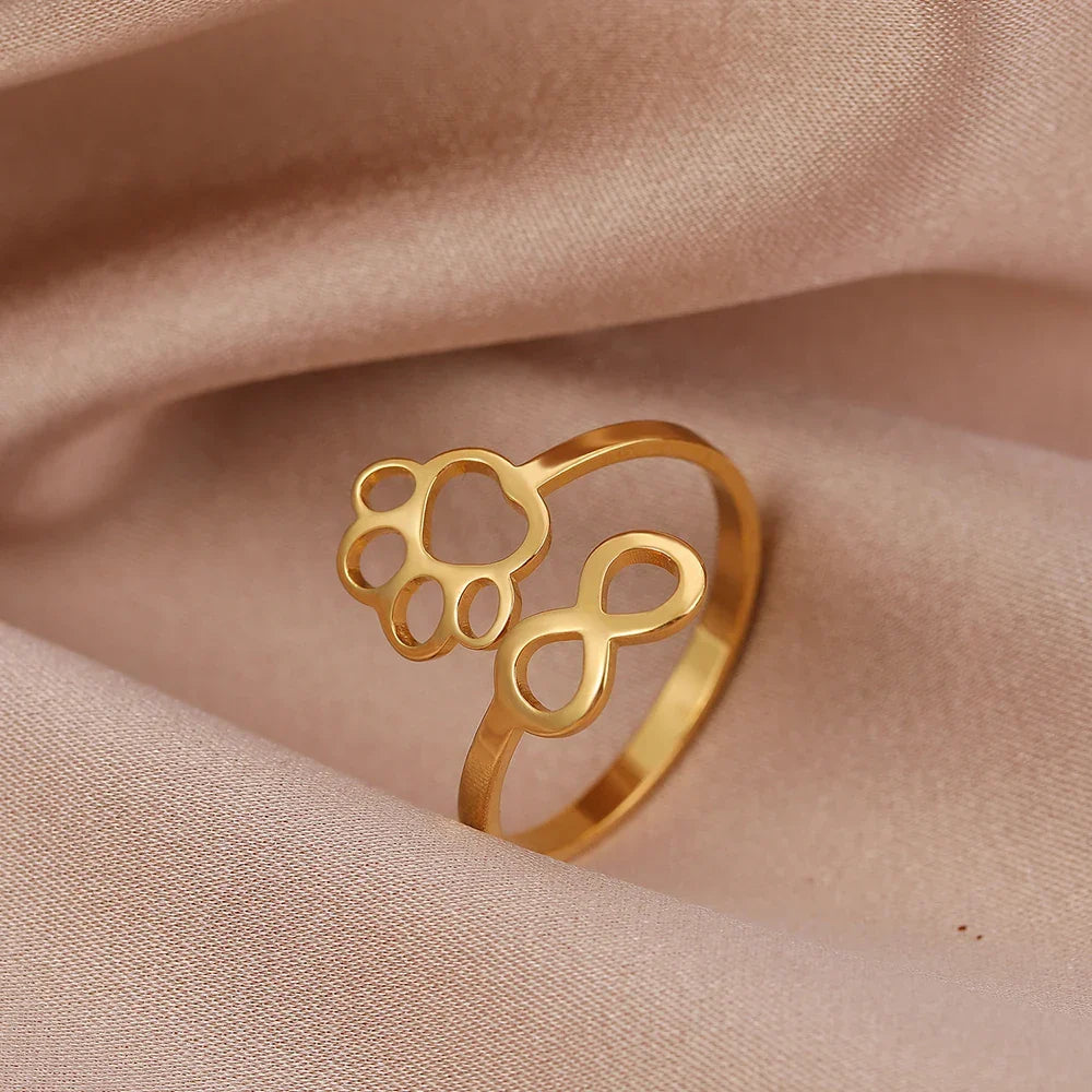 Adjustable Infinity Paw Ring | Stainless Steel