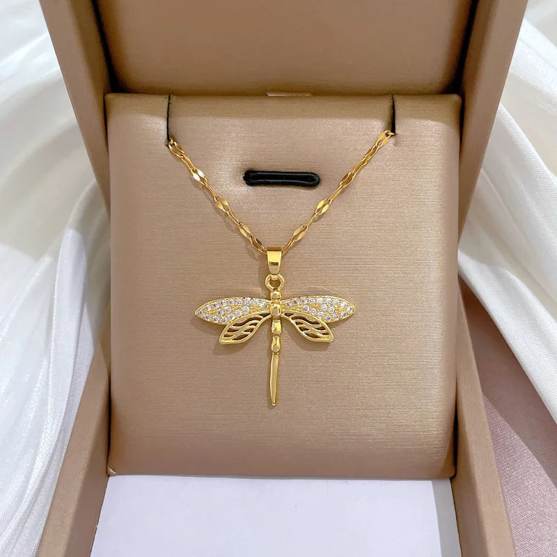 Crystal Dragonfly Necklace | Symbol of Transformation & Beauty