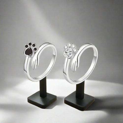 925 Sterling Silver Adjustable Ring | Hand and Paw Print Design