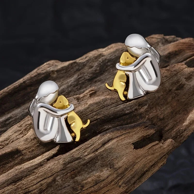 Silver and Gold Two-Tone Hug Earrings