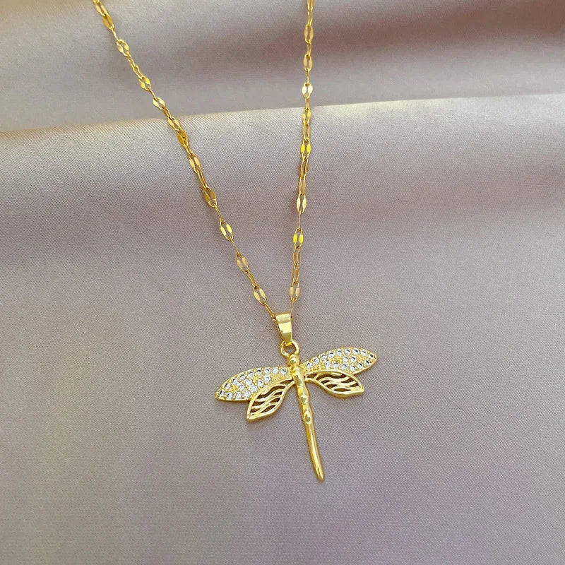Crystal Dragonfly Necklace | Symbol of Transformation & Beauty