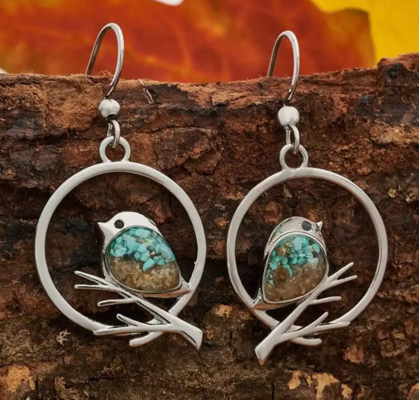 Vintage Bird on Branch Earrings | Symbol of Freedom & Serenity