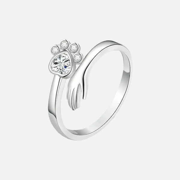 925 Sterling Silver Adjustable Ring | Hand and Paw Print Design
