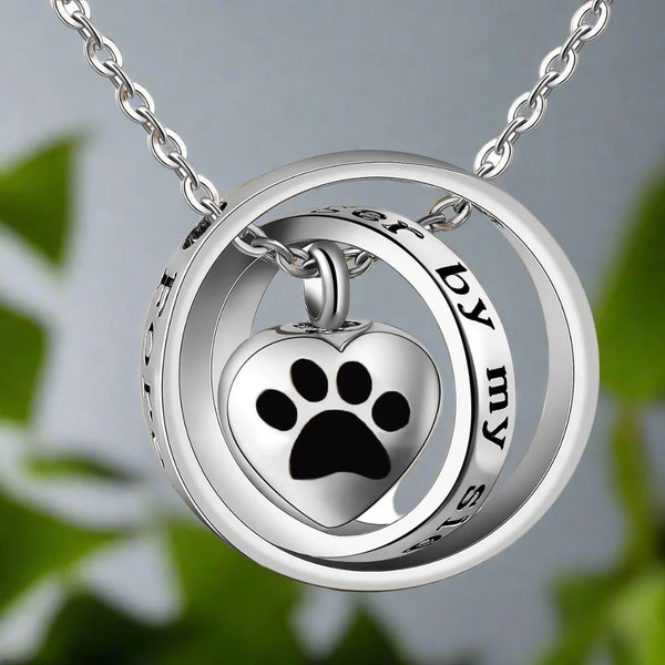 "No Longer By My Side, Forever In My Heart" | Stainless Steel Urn Paw Necklace