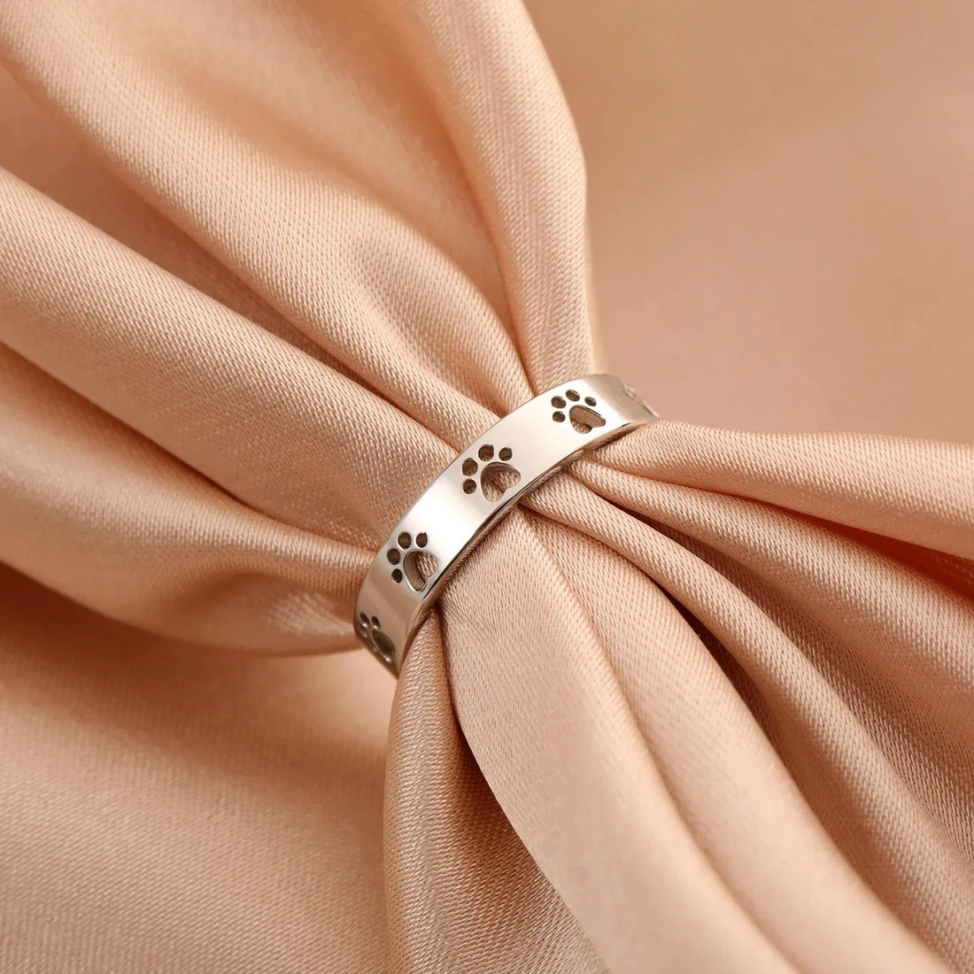 Gold-Tone Paw Print Ring | Stainless Steel