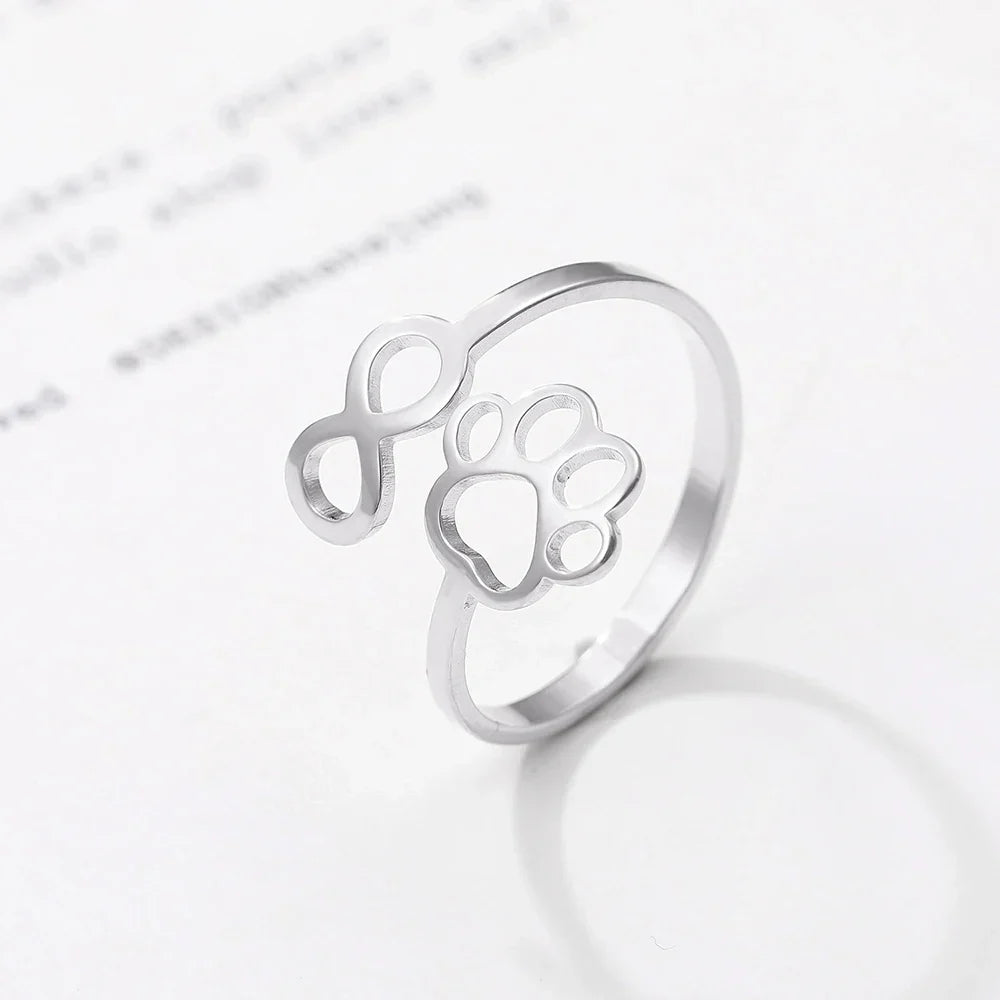 Adjustable Infinity Paw Ring | Stainless Steel