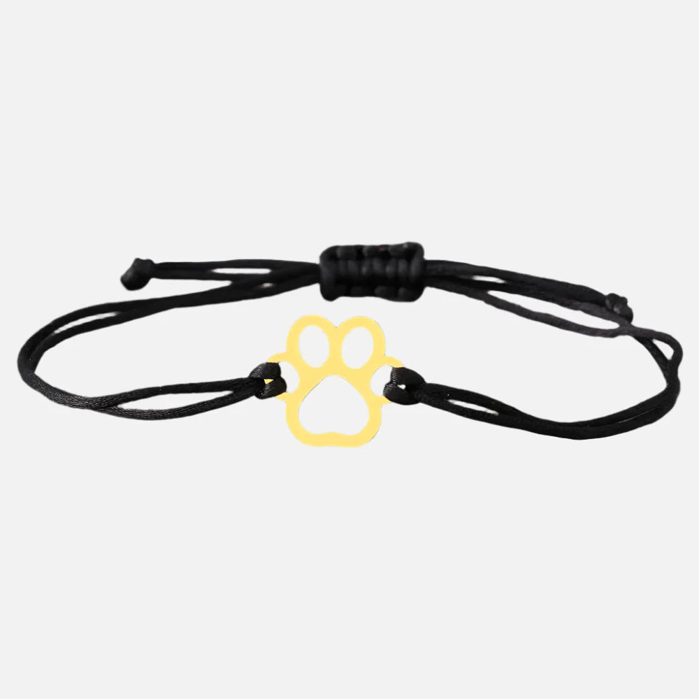 Paw Print Cord Bracelet | Adjustable Black and Red Design