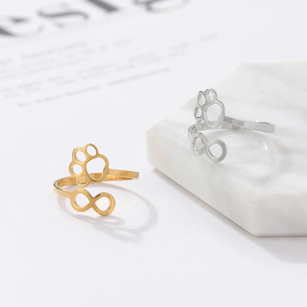 Adjustable Infinity Paw Ring | Stainless Steel