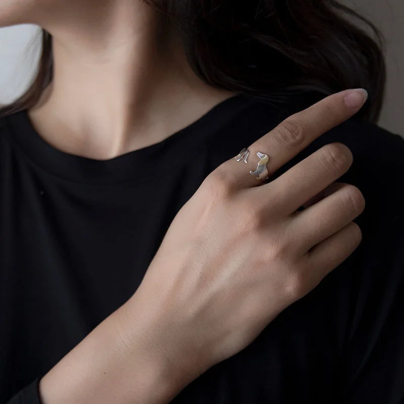 925 Sterling Silver Dachshund Ring | Adjustable Fit
