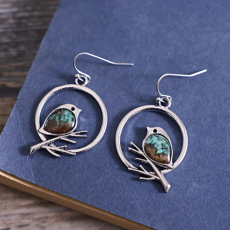 Vintage Bird on Branch Earrings | Symbol of Freedom & Serenity