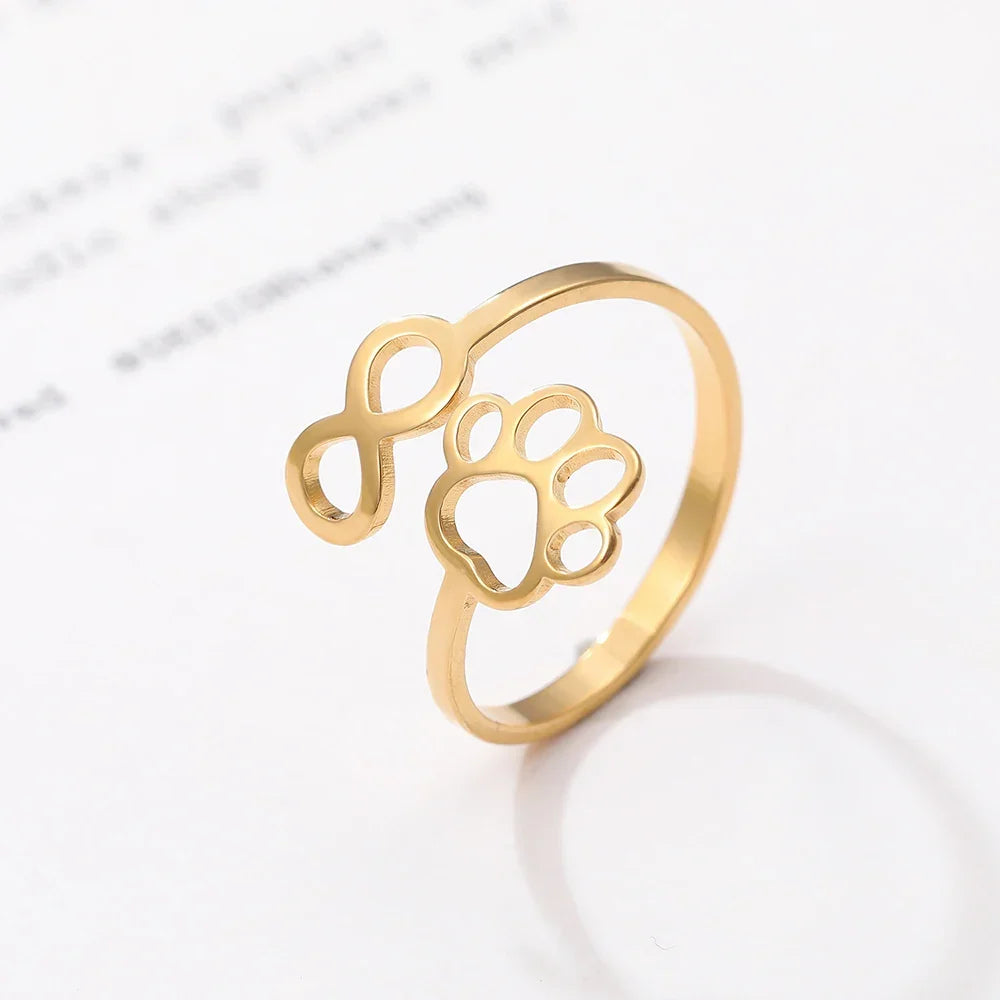 Adjustable Infinity Paw Ring | Stainless Steel