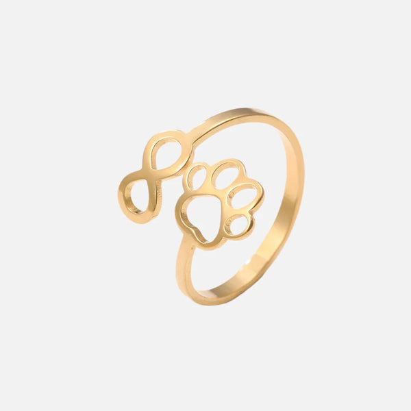 Adjustable Infinity Paw Ring | Stainless Steel