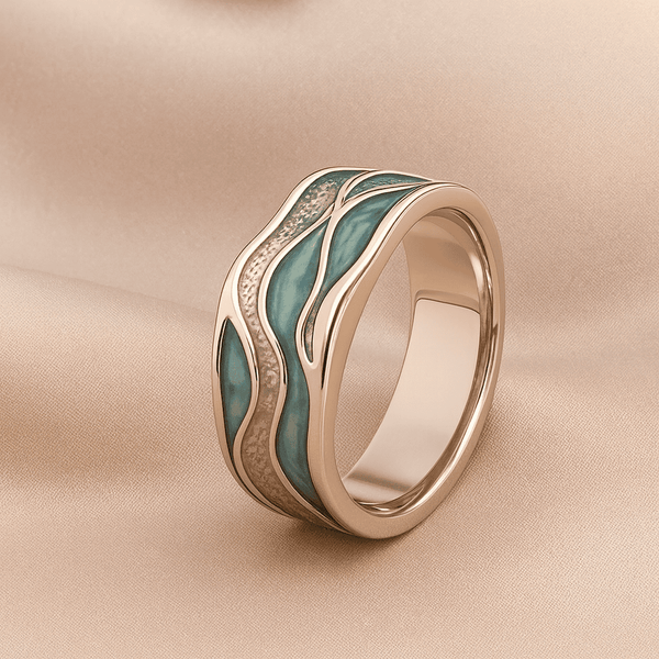 Turquoise Ocean Wave Silver Ring