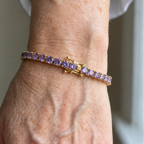 Amethyst Tennis Gold Bracelet