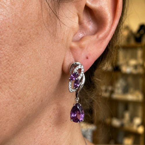 Amethyst Glimmer Drop Earrings