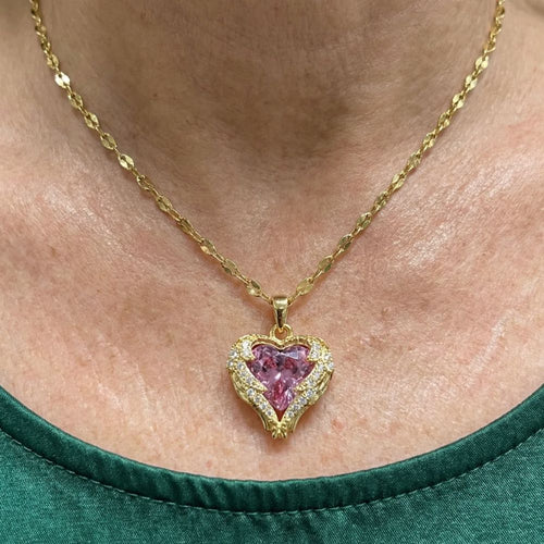Angel Embrace Pink Heart Necklace