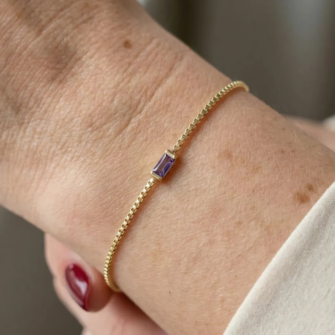 Minimalist Amethyst Bracelet | Gold