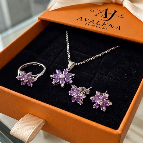Amethyst Bloom Jewelry Set