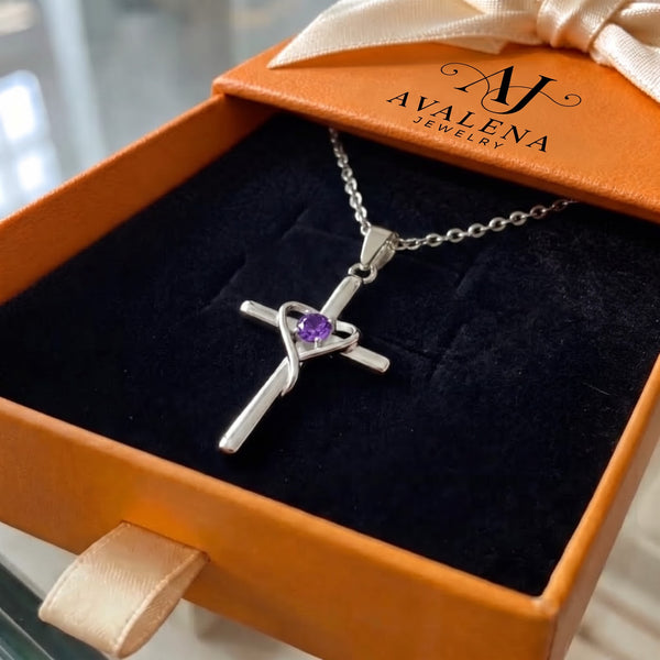 Amethyst Center Cross Necklace