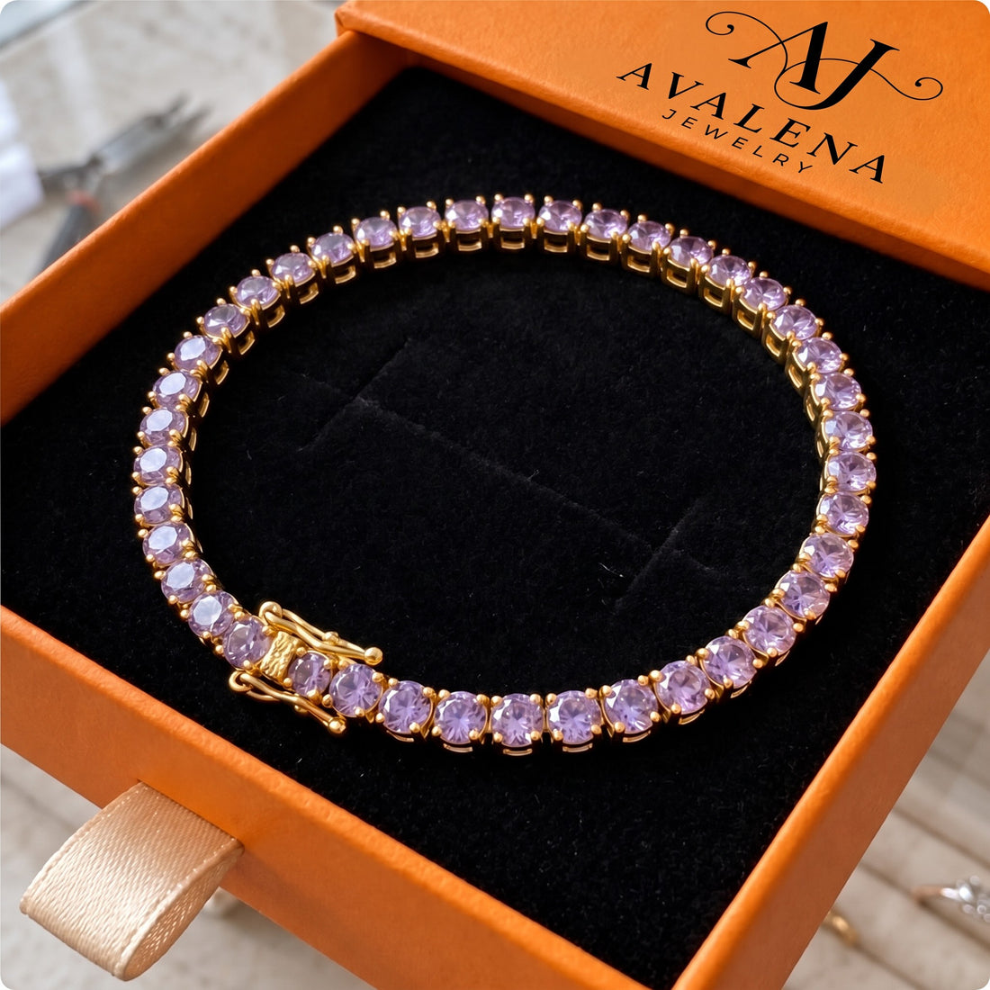 Amethyst Tennis Gold Bracelet