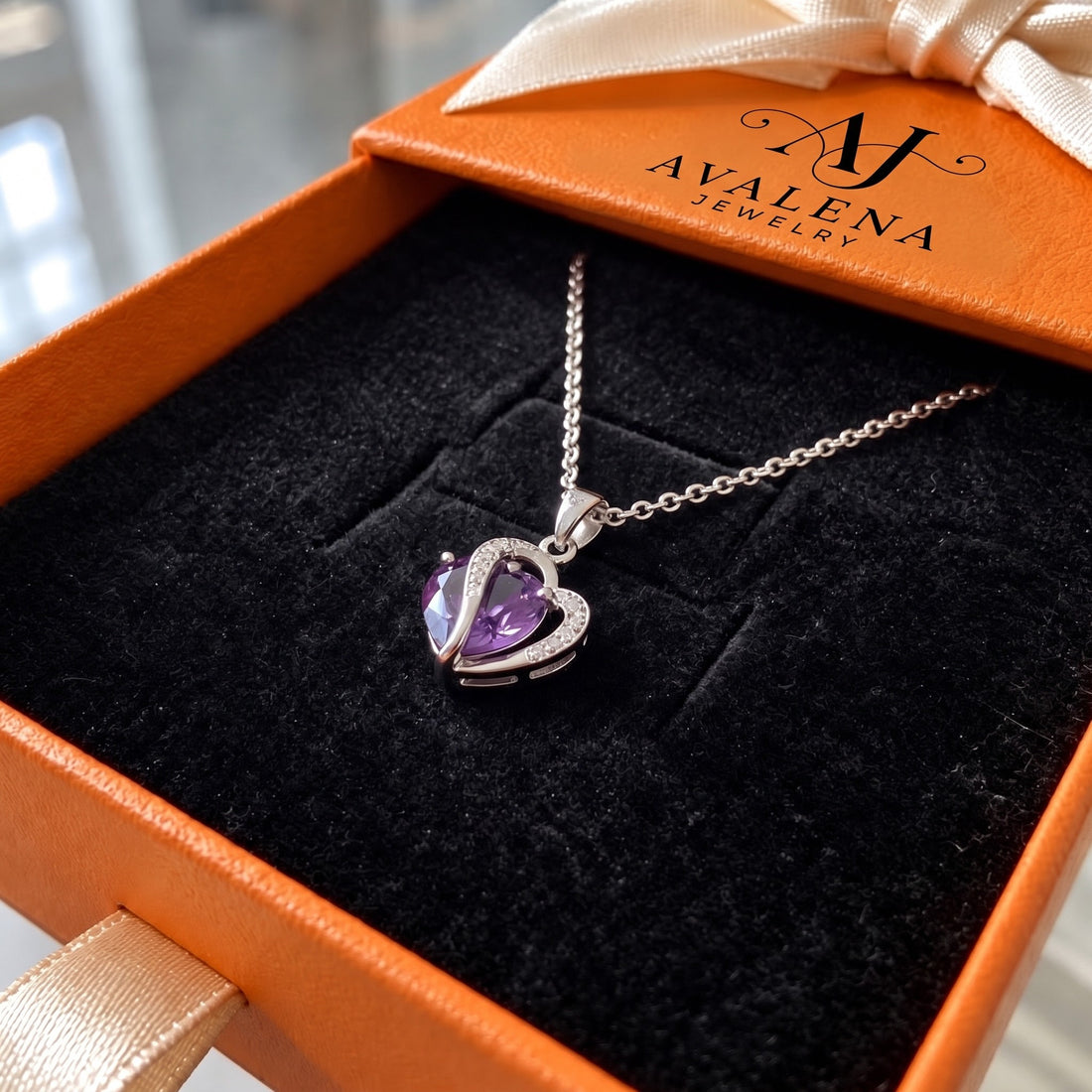 Amethyst Two Heart Necklace