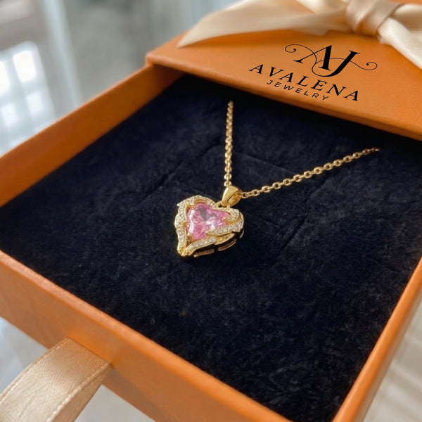 Angel Embrace Pink Heart Necklace