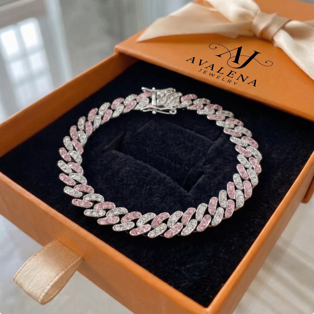 Arctic Blush Cuban Bracelet