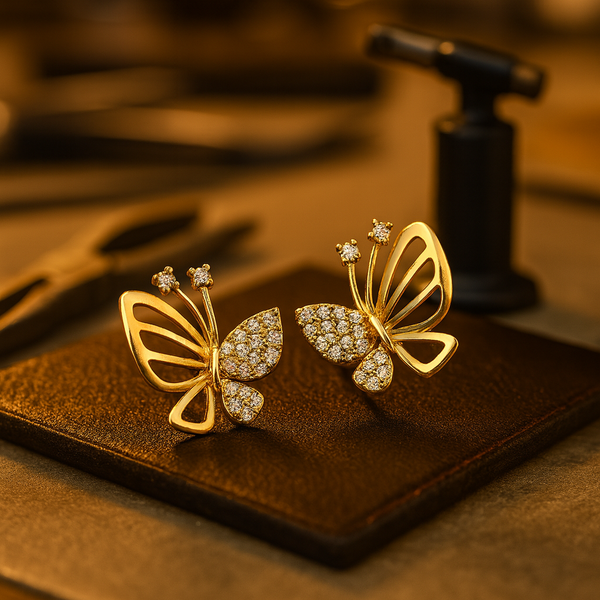 Elegant Zircon Butterfly Stud Earrings