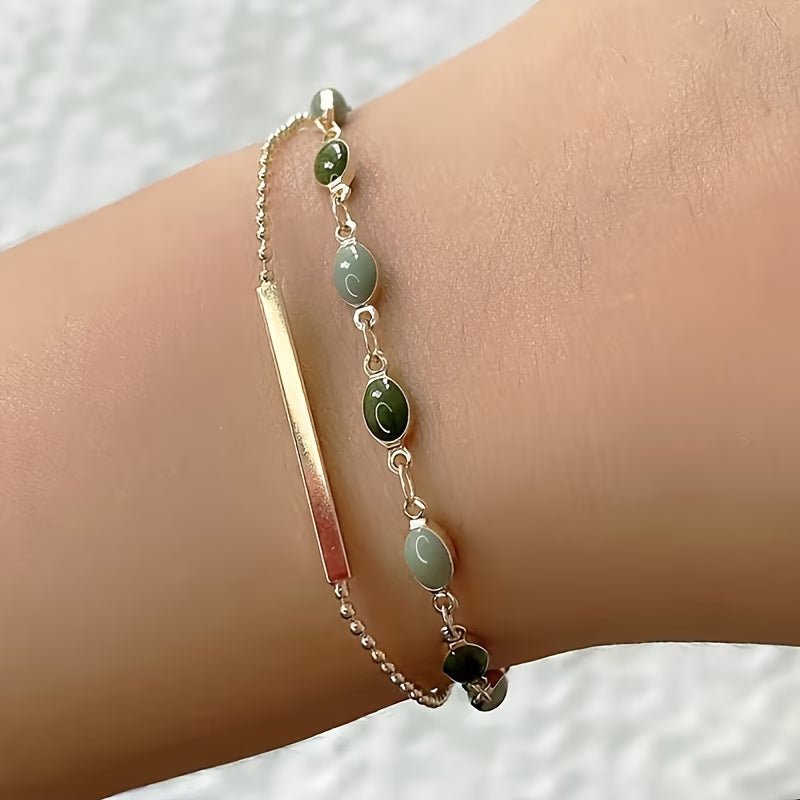 Olivia Moss Duo Bracelet | Gold
