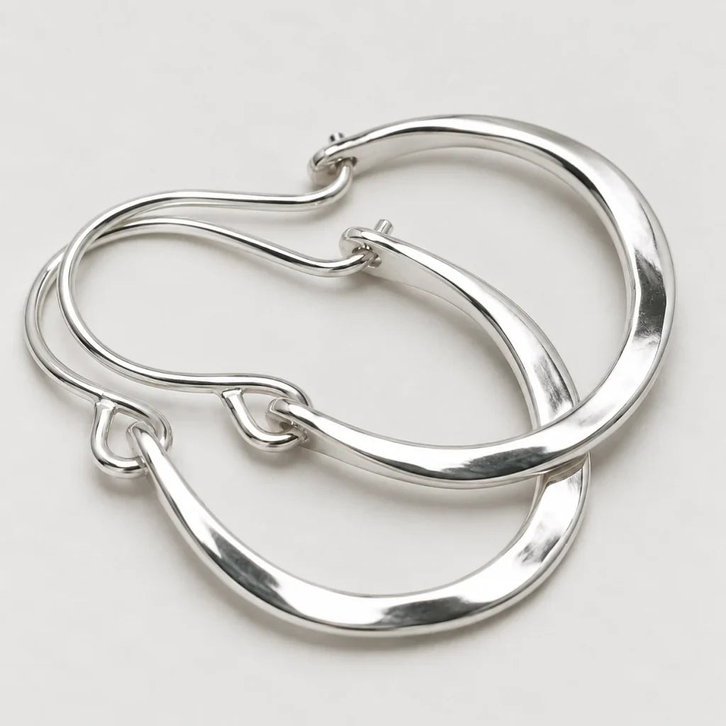 Lunar Halo Hoop Earrings | White Gold