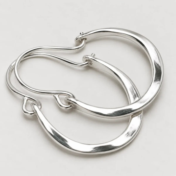 Lunar Halo Hoop Earrings | White Gold