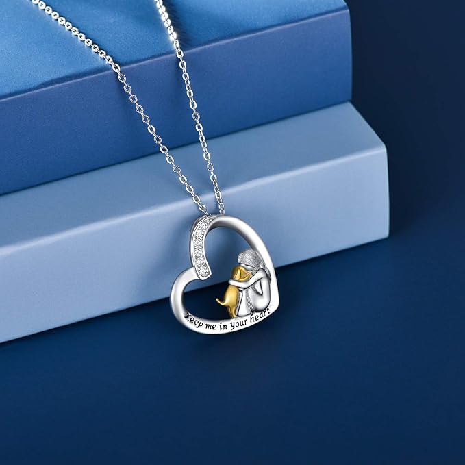 925 Sterling Silver Necklace | Heart & Dog Design with Zirconia
