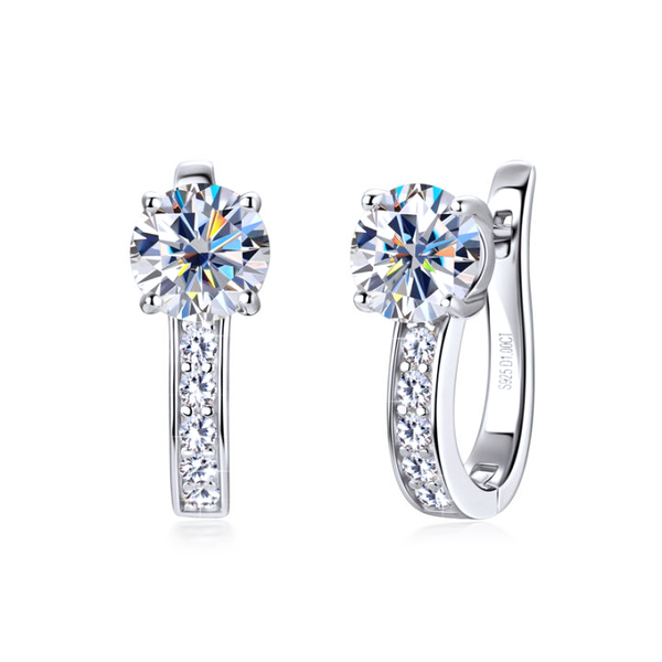 Channel Huggie Earrings | White Gold