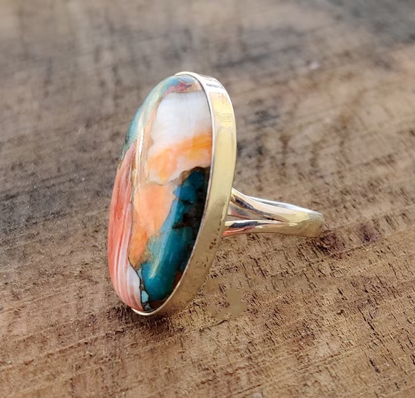 Vintage Colorful Golden Ring
