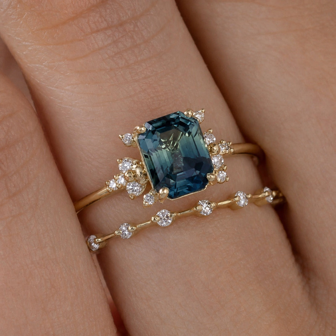Crystal Blue Shine Ring Set