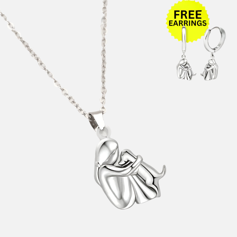 Hug Pendant Necklace with Bonus Earrings | Limited Time Offer