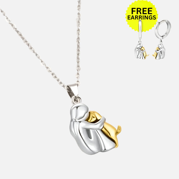 Hug Pendant Necklace with Bonus Earrings | Limited Time Offer