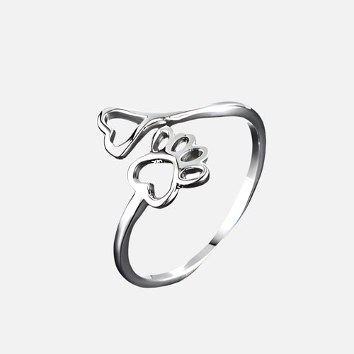 Adjustable Paw & Heart Ring | Stainless Steel