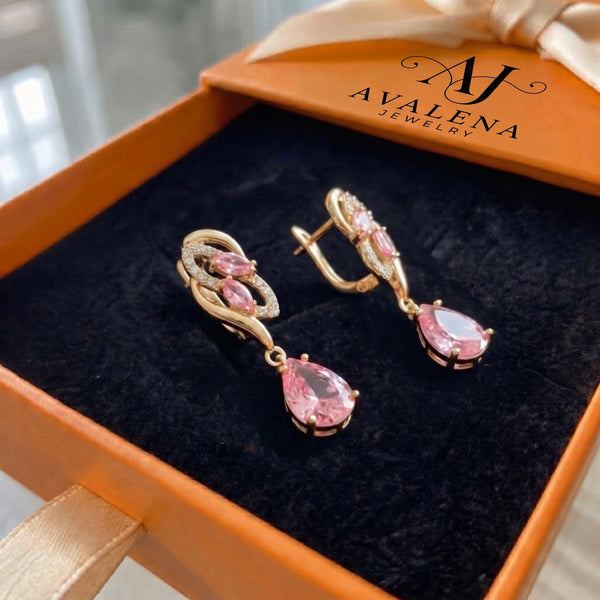 Pink Sapphire Glimmer Drop Earrings