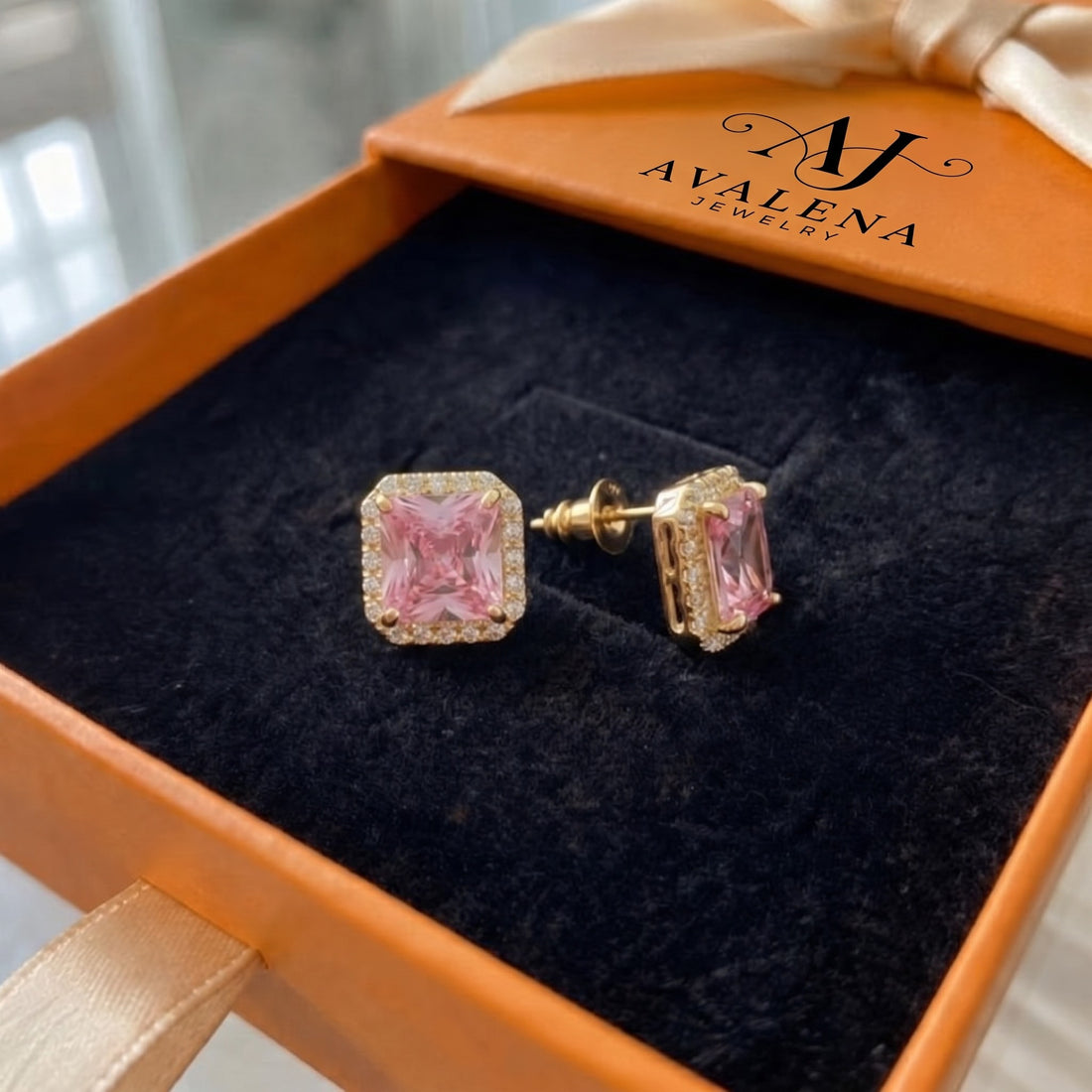 Pink Sapphire Pave Studs