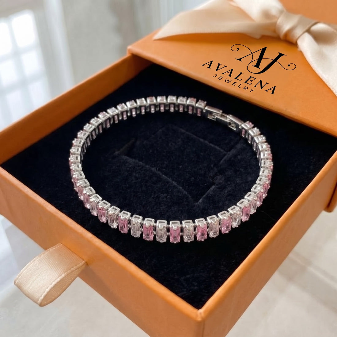 Pink Stripe Tennis Bracelet