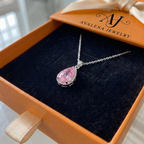 Pink Teardrop Necklace